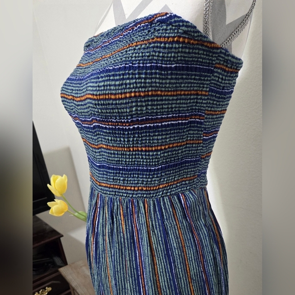 Urban Outfitters Striped Strapless Smocked Jumpsuit with Ankle Ties - Picture 5 of 10